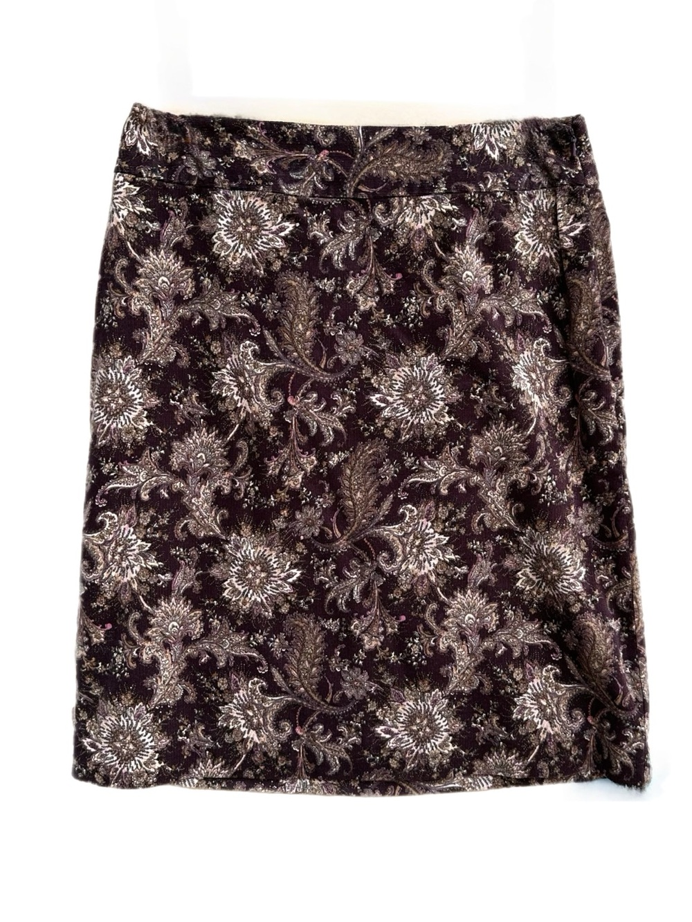 Ann Taylor Floral Paisley Corduroy Skirt - Plum